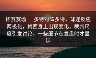 杯赛赛场 ｜ 多特对阵多特，球迷反应两极化，梅西身上出现变化，裁判尺度引发讨论，一些细节在复盘时才显现