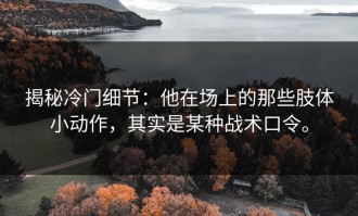揭秘冷门细节：他在场上的那些肢体小动作，其实是某种战术口令。