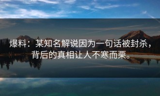 爆料：某知名解说因为一句话被封杀，背后的真相让人不寒而栗。