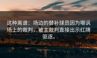 这种离谱：场边的替补球员因为嘲讽场上的裁判，被主裁判直接出示红牌驱逐。