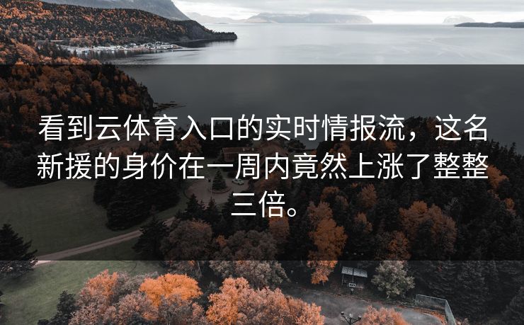 看到云体育入口的实时情报流，这名新援的身价在一周内竟然上涨了整整三倍。